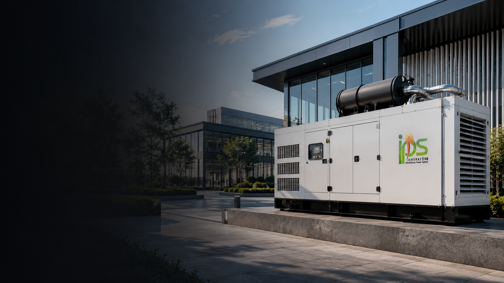 IPS canopy generator installed beside a modern corporate facility